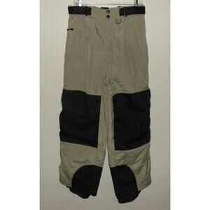Ego Men’s Small Nylon Snow Ski Pants Tan/Black Zippers Up Legs